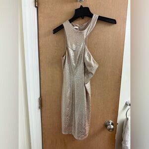 Guess Gold Metallic One Shoulder Mini Dress Sz XS